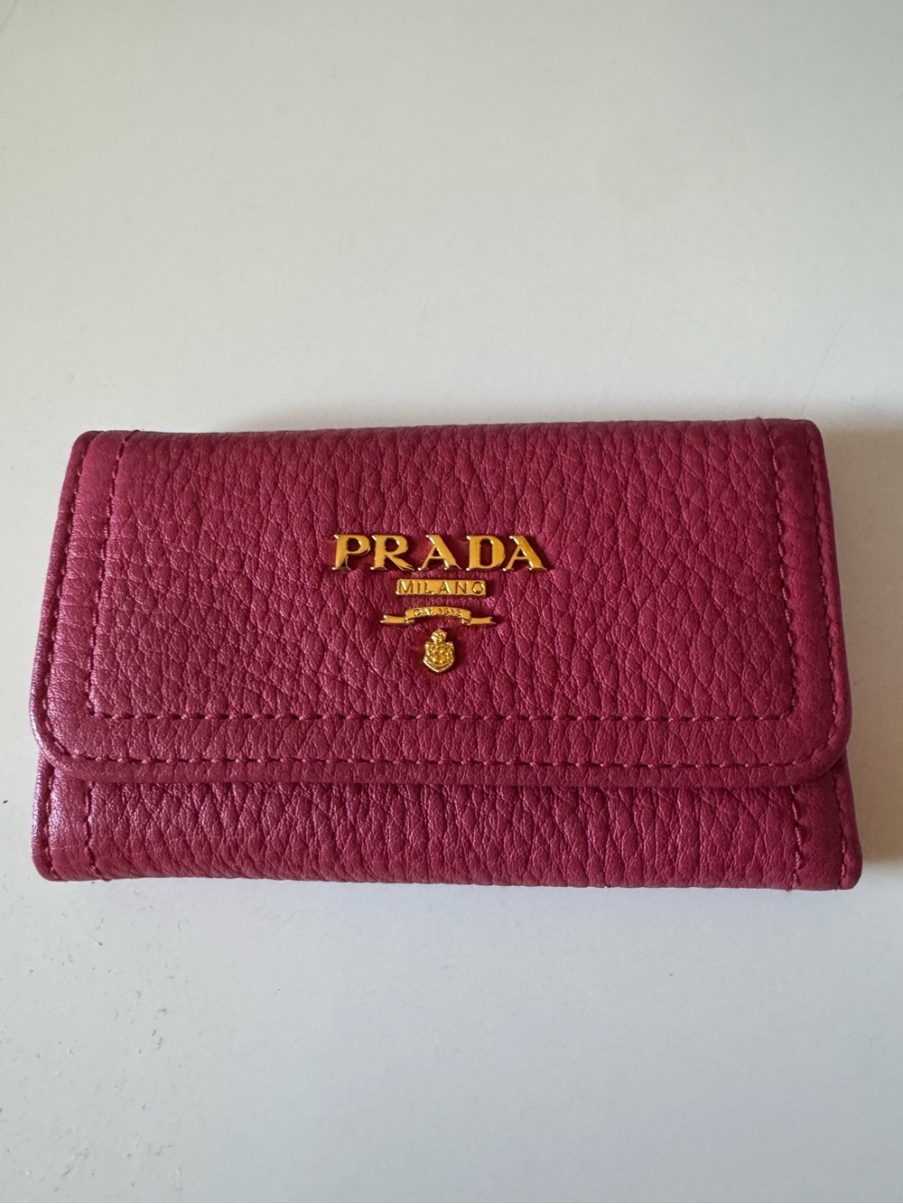 Prada Pink Pebbled Leather Key Holder